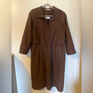 J. Jill Vintage Chocolate Brown Long Trench Coat with Zip Out Lining Size 6